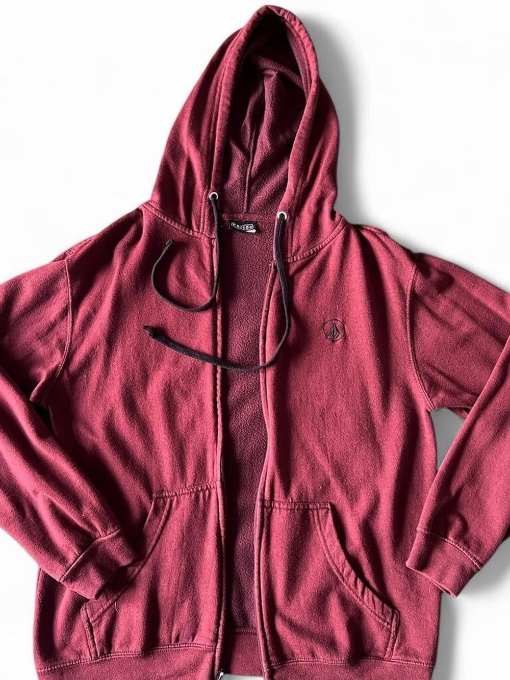 Volcom Men’s Zip-Up Hoodie Jacket in Deep Berry